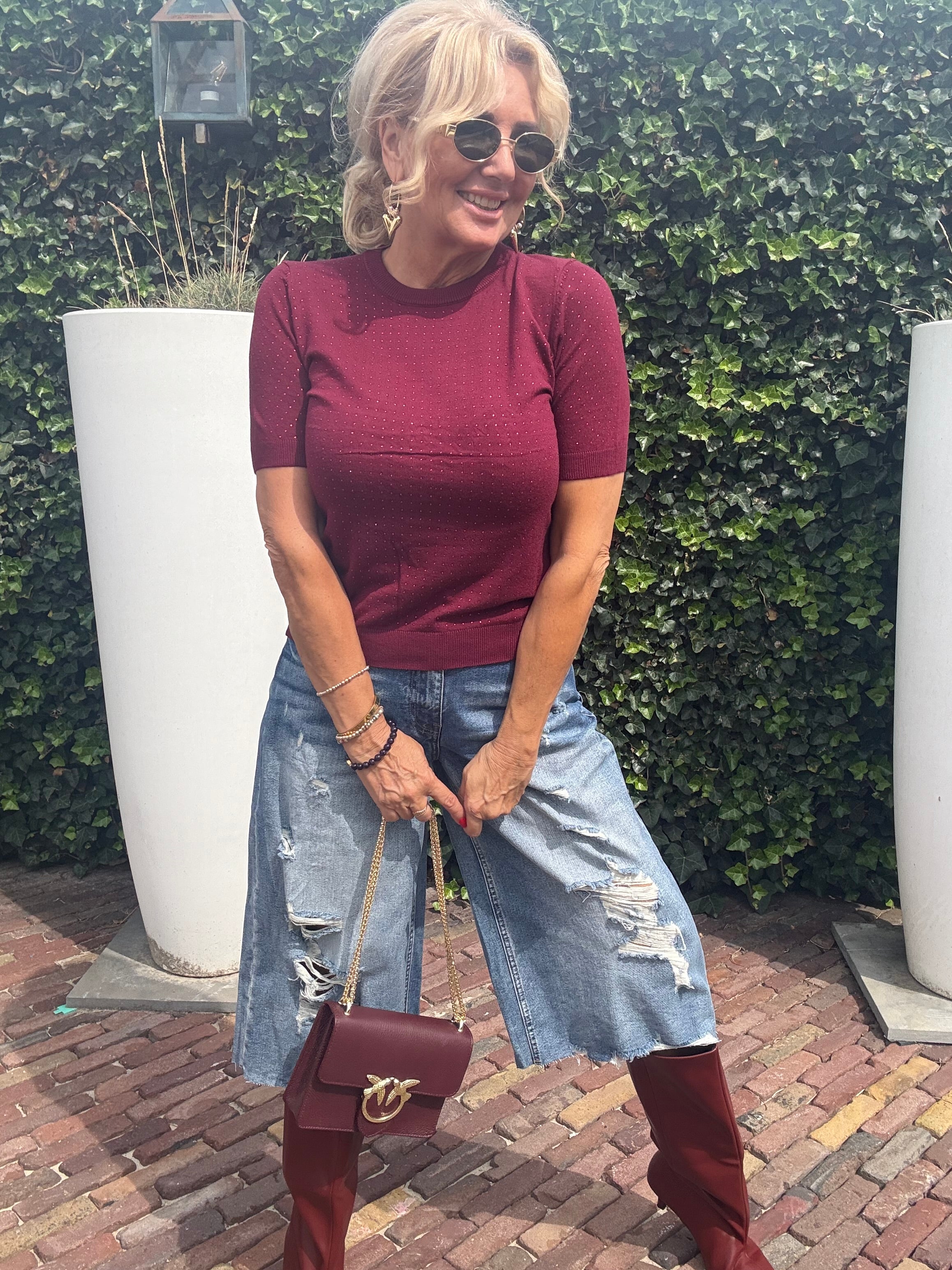 Glitter Knit Top ✨Bordeaux